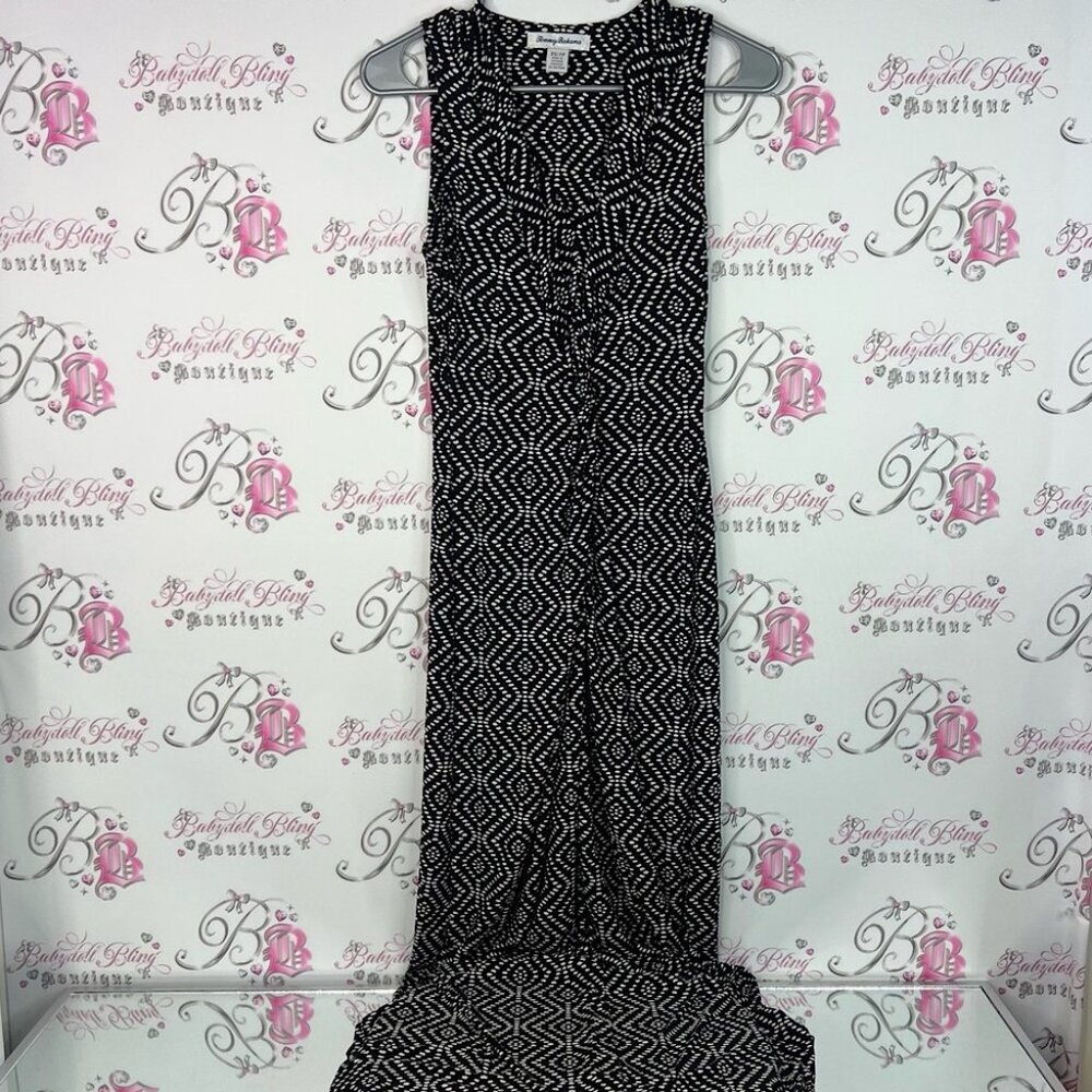 Tommy Bahama dress maxi long Aztec Black and White Patterned Maxi Dress